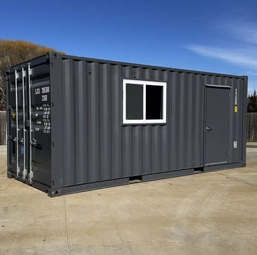 20 ft 20’ Slate Gray Shiplap 120V Shipping Container Office Minisplit - Image 2